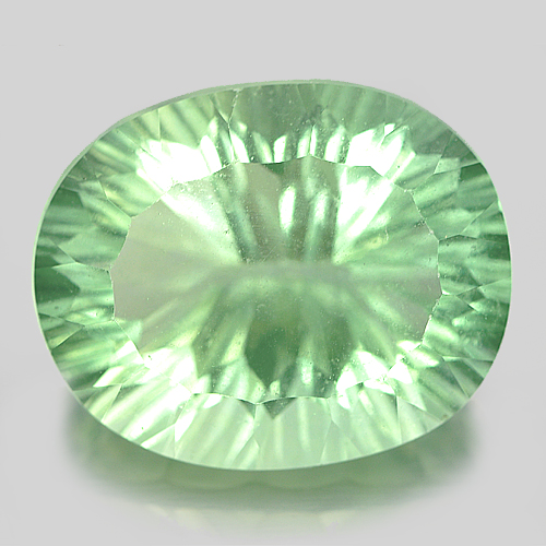 39.74 Ct. Natural Green Fluorite Oval Concave Cut Unheated
