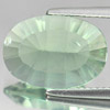 Green Fluorite 5.02 Ct. Oval Concave Cut 14.2 x 10.2 Mm. Natural Gem Brazil