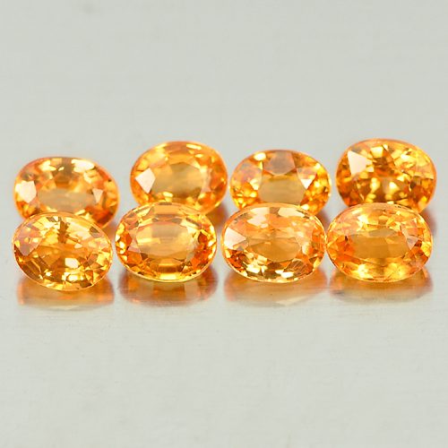 Orange Spessartine Garnet 2.37 Ct. 8 Pcs. Oval Shape 4.1 x 3 Mm. Natural Gems