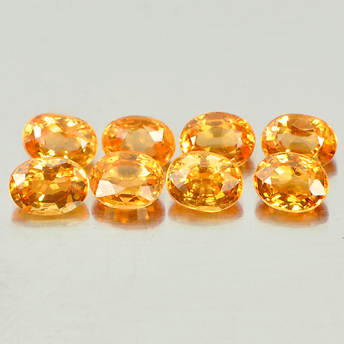 Orange Spessartine Garnet 2.16 Ct. 8 Pcs. Oval Shape Natural Gems Unheated