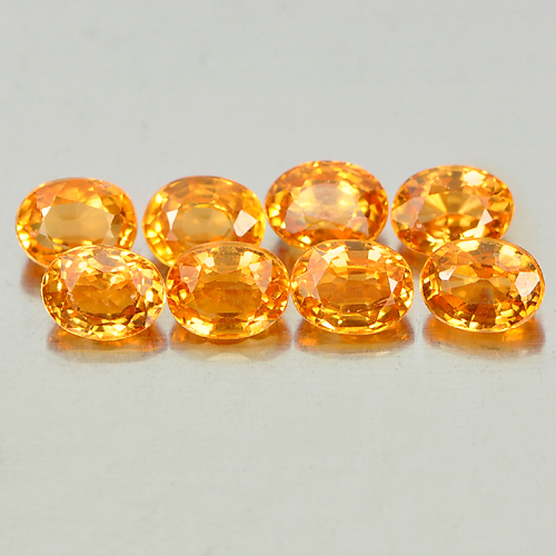 Spessartine Garnet Orange 2.34 Ct. 8 Pcs. Oval 4 x 3.1 Mm. Natural Gems Unheated