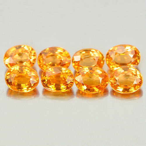 Orange Spessartine Garnet 2.57 Ct. 8 Pcs. Oval Shape Natural Gems Unheated