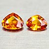 Natural Orange Spessartine Garnet 1.49 Ct. 2 Pcs Pear Shape 6.7 x 5.5 Mm Gems
