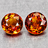 Natural Orange Red Spessartine Garnet 1.57 Ct. 2 Pcs Round Shape 5.3 Mm Gems