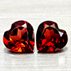 Natural Orangish Red Garnet 3.16 Ct. 2 Pcs Heart Shape 7.1 x 7.1 MM Gemstones