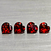 Natural Purplish Red Rhodolite Garnet 3.77 Ct. 4 Pcs Heart Shape 6.2 x 6.1 Mm