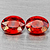 Natural Orange Red Spessartine Garnet 1.97 Ct. 2 Pcs Oval Shape 6.4 x 5.1 Mm Gemstones Namibia
