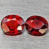 Natural Orangish Red Spessartine Garnet Gemstones 1.99 Ct. 2 Pcs. Oval Shape 6.4 x 5.2 Mm.
