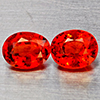 Natural Orange Red Spessartine Garnet 1.52 Ct. 2 Pcs Oval Shape 5.6 x 4.4 Mm Gemstones Namibia