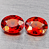 Natural Orange Red Spessartine Garnet 1.53 Ct. 2 Pcs Oval Shape 6 x 5 Mm Gemstones Namibia