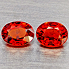 Natural Orange Red Spessartine Garnet 1.73 Ct. 2 Pcs Oval Shape 6 x 4.7 Mm Gemstones Namibia