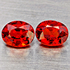 Natural Orange Red Spessartine Garnet 1.61 Ct. 2 Pcs Oval Shape 6 x 4.6 Mm Gemstones Namibia