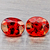 Natural Orange Red Spessartine Garnet 1.36 Ct. 2 Pcs Oval Shape 5.5 x 4.2 Mm Gemstones Namibia
