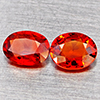 Natural Orange Red Spessartine Garnet 1.09 Ct. 2 Pcs Oval Shape 5.6 x 4.6 Mm Gemstones Namibia
