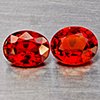 Natural Orange Red Spessartine Garnet 1.33 Ct. 2 Pcs Oval Shape 5.6 x 4.4 Mm Gemstones Namibia