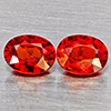 Natural Orange Red Spessartine Garnet Gemstones 1.35 Ct. 2 Pcs. Oval Shape 5.9 x 4.6 Mm.