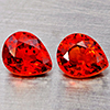 Natural Orange Red Spessartine Garnet 1.53 Ct. 2 Pcs Pear Shape 6 x 5 Mm Gemstones Namibia
