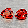 Natural Orange Red Spessartine Garnet 1.53 Ct. 2 Pcs Pear Shape 6 x 5 Mm Gemstones Namibia