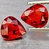 Natural Orange Red Spessartine Garnet 1.56 Ct. 2 Pcs Pear Shape 6 x 5.2 Mm Gemstones Namibia