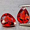 Natural Orange Red Spessartine Garnet 1.85 Ct. 2 Pcs Pear Shape 6.5 x 5 Mm Gemstones Namibia