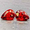 Natural Orange Red Spessartine Garnet 1.68 Ct. 2 Pcs Pear Shape 6.7 x 4.8  Mm Gemstones Namibia