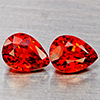 Natural Orange Red Spessartine Garnet 1.76 Ct. 2 Pcs Pear Shape 6.4 x 4.8 Mm Gemstones Namibia