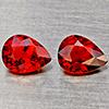 Natural Orange Red Spessartine Garnet 1.82 Ct. 2 Pcs Pear Shape 6.7 x 5.2 Mm Gemstones Namibia