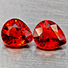 Natural Orangish Red Spessartine Garnet 1.55 Ct. 2Pcs Pear Shape 5.8 x 5 Mm Gemstones From Namibia