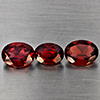 Natural Orangeish Red Rhodolite Garnet Gemstones 3.85 Ct. 3 Pcs. Oval Shape and Mixed Size