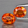 Natural Orangish Red Spessartine Garnet 2.55 Ct. 2Pcs Oval Shape 6.8 x 5.2 Mm Gemstones From Namibia