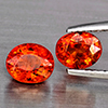 Natural Orangish Red Spessartine Garnet 2.57 Ct. 2Pcs Oval Shape 6.6 x 5.6 Mm Gemstones From Namibia