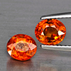 Natural Orangish Red Spessartine Garnet 2.45 Ct. 2Pcs Oval Shape 6.6 x 5.9 Mm Gemstones From Namibia