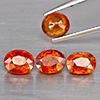 Natural Orangish Red Spessartine Garnet 5.76 Ct. 4Pcs 7.3 x 5.8 Mm Oval Shape Gemstones From Namibia
