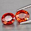 Natural Orangish Red Spessartine Garnet 2.91 Ct. 2Pcs Oval Shape 6.9 x 6.1 Mm Gemstones From Namibia