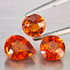 Natural Orangish Red Spessartine Garnet 4.08 Ct. 3 Pcs Mixed Shape Gemstones From Namibia