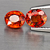 Natural Orangish Red Spessartine Garnet 2.62 Ct. 2Pcs Oval Shape 6.9 x 5.6 Mm Gemstones From Namibia