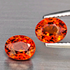 Natural Orangish Red Spessartine Garnet 2.58 Ct. 2Pcs Oval Shape 6.8 x 5.8 Mm Gemstones From Namibia