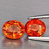 Natural Orangish Red Spessartine Garnet 2.66 Ct. 2Pcs Oval Shape 7.5 x 5.7 Mm Gemstones From Namibia