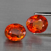 Natural Orangish Red Spessartine Garnet 2.99 Ct. 2Pcs Oval Shape 6.7 x 5.8 Mm Gemstones From Namibia