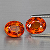 Natural Orangish Red Spessartine Garnet 2.89 Ct. 2Pcs Oval Shape 7.3 x 6 Mm Gemstones From Namibia