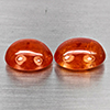 Natural Orangish Red Spessartine Garnet 16.41 Ct. 2 Pcs Oval Cabochon Shape Gemstones From Namibia