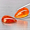 Natural Orangish Red Spessartine Garnet 14.29 Ct. 2 Pcs Pear Cabochon Shape Gemstones From Namibia