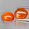 Natural Orangish Red Spessartine Garnet 14.39 Ct. 2 Pcs Oval Cabochon Shape Gemstones From Namibia