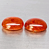Natural Orangish Red Spessartine Garnet 18.20 Ct. 2 Pcs Oval Cabochon Shape Gemstones From Namibia