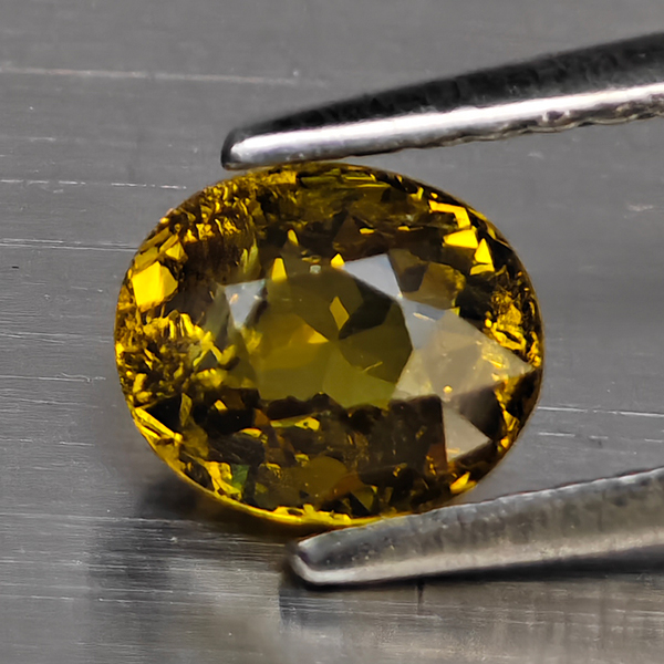 Natural Greenish Yellow Mali Garnet Gemstone 0.95 Ct. Oval Shape 6 x 5.1 Mm.