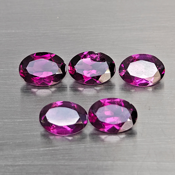 Natural Purplish Pink Rhodolite Garnet Gemstones 4.50 Ct. 5 Pcs. Oval Shape 7 x 5 Mm.