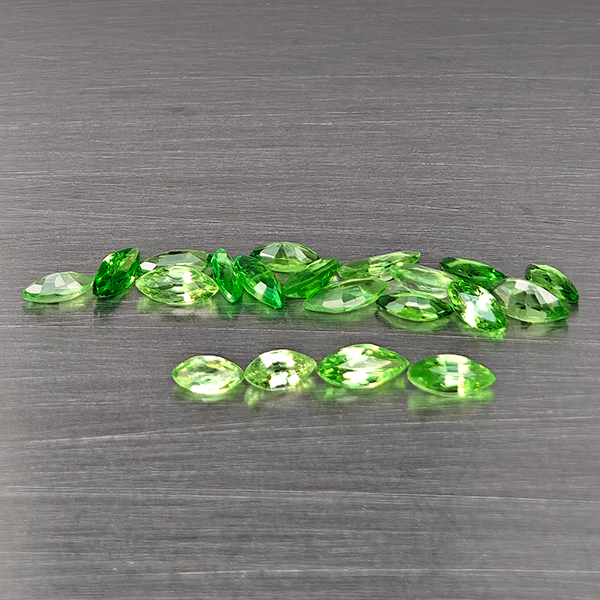 Natrual Green Tsavorite Garnet Gemstones 0.73 Ct. 20 Pcs. Marquise Shape and Mixed Size