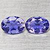 Natural Violetish Blue Iolite 1.31 Ct. 2 Pcs Oval Shape 7.2 x 5.1 Mm Gemstones From Madagascar