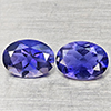 Natural Violetish Blue Iolite Gemstones 1.28 Ct. 2 Pcs. Oval Shape 7.2 x 5.1 Mm.