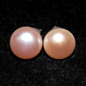 11.22 Ct. Nice Natural Orange Pink Pearl Silver Earring